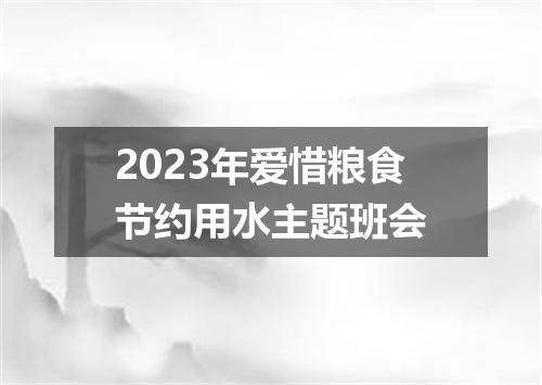 2023年爱惜粮食节约用水主题班会