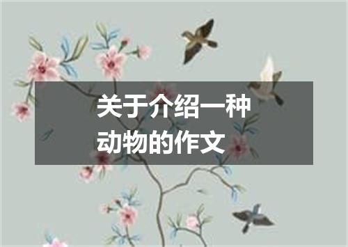 关于介绍一种动物的作文