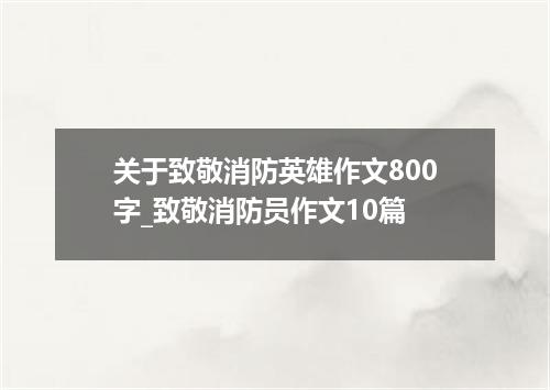 关于致敬消防英雄作文800字_致敬消防员作文10篇
