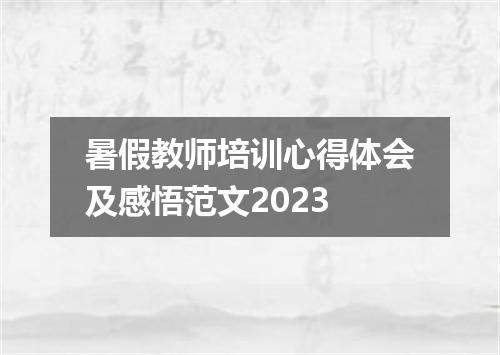 暑假教师培训心得体会及感悟范文2023