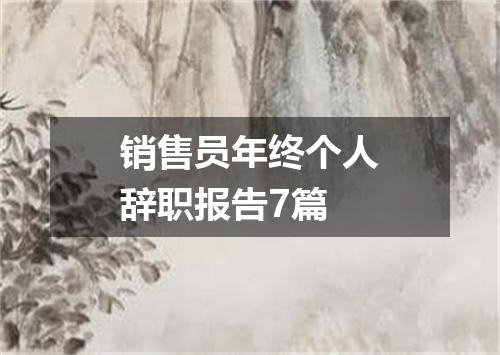 销售员年终个人辞职报告7篇