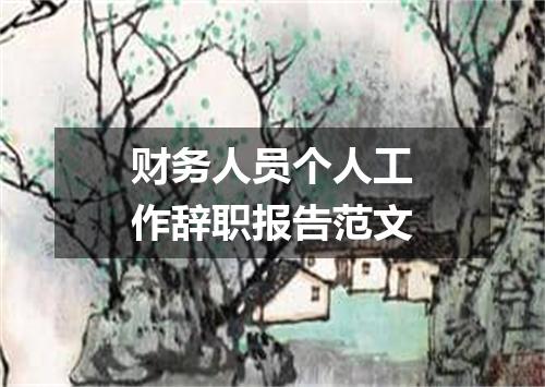 财务人员个人工作辞职报告范文