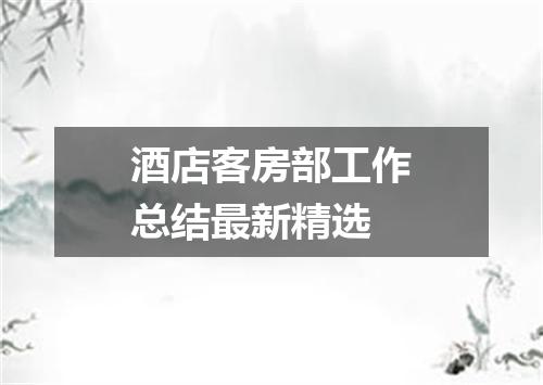 酒店客房部工作总结最新精选