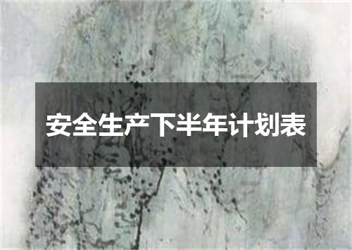 安全生产下半年计划表