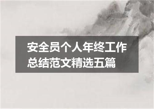 安全员个人年终工作总结范文精选五篇
