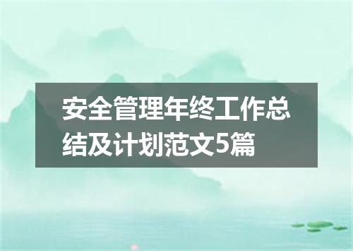 安全管理年终工作总结及计划范文5篇