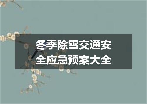 冬季除雪交通安全应急预案大全
