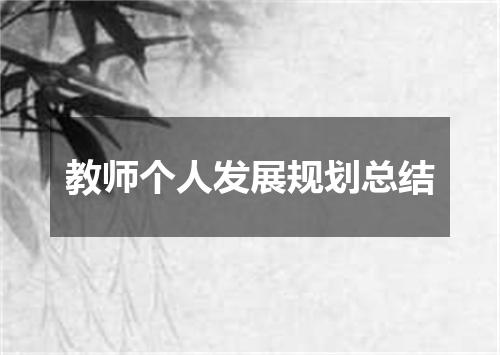 教师个人发展规划总结