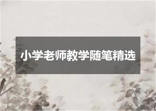 小学老师教学随笔精选