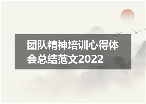 团队精神培训心得体会总结范文2022