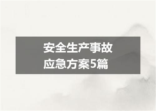安全生产事故应急方案5篇