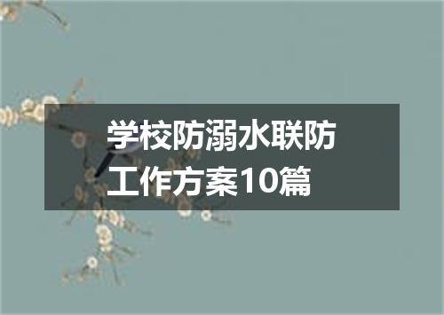 学校防溺水联防工作方案10篇
