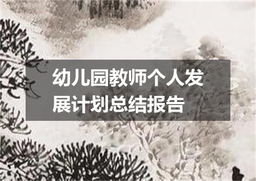 幼儿园教师个人发展计划总结报告
