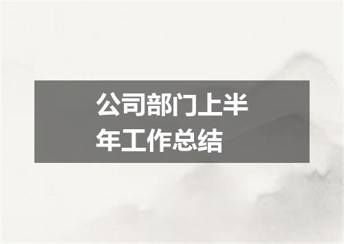 公司部门上半年工作总结
