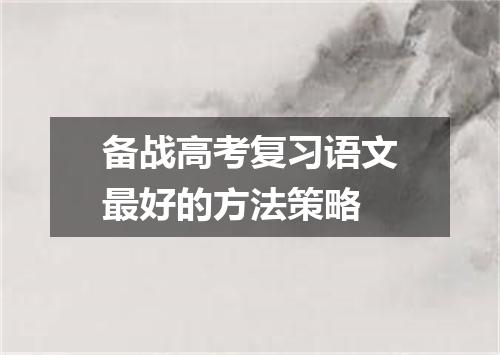 备战高考复习语文最好的方法策略