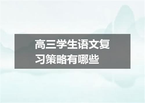 高三学生语文复习策略有哪些