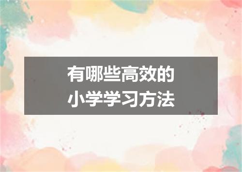 有哪些高效的小学学习方法