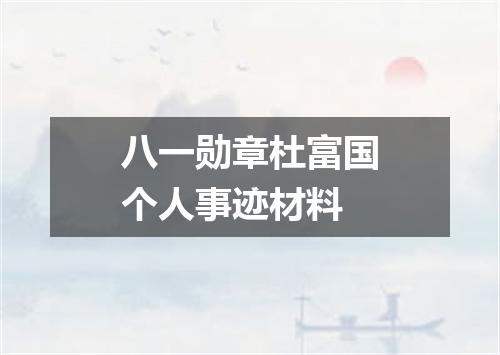八一勋章杜富国个人事迹材料