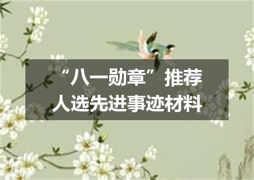 “八一勋章”推荐人选先进事迹材料