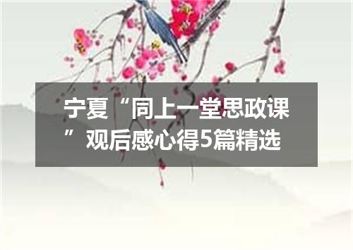宁夏“同上一堂思政课”观后感心得5篇精选