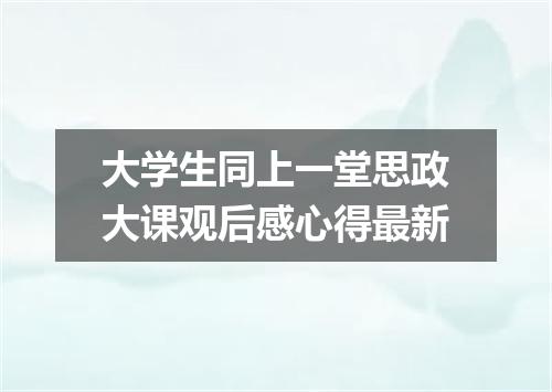 大学生同上一堂思政大课观后感心得最新