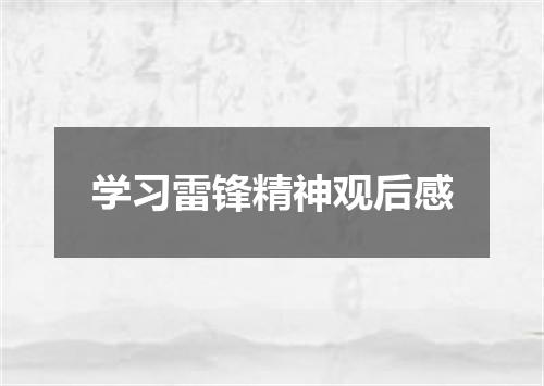 学习雷锋精神观后感