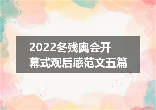 2022冬残奥会开幕式观后感范文五篇