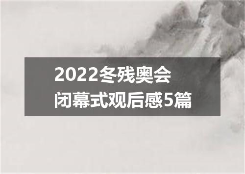 2022冬残奥会闭幕式观后感5篇