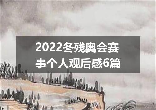 2022冬残奥会赛事个人观后感6篇