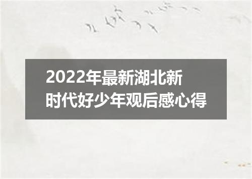 2022年最新湖北新时代好少年观后感心得