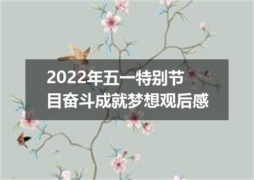 2022年五一特别节目奋斗成就梦想观后感