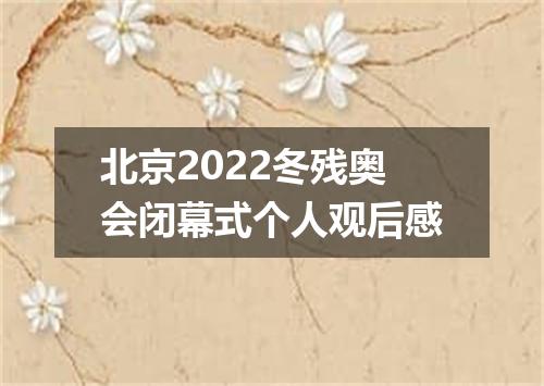 北京2022冬残奥会闭幕式个人观后感