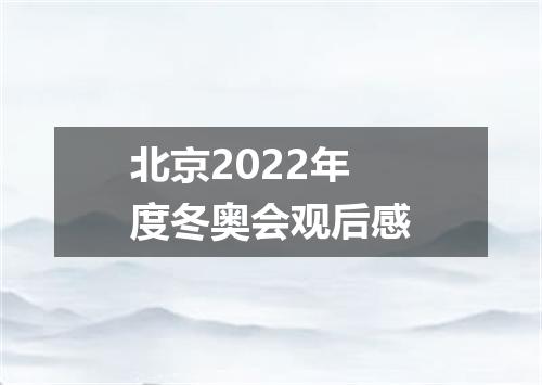 北京2022年度冬奥会观后感
