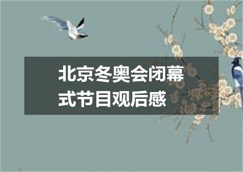 北京冬奥会闭幕式节目观后感