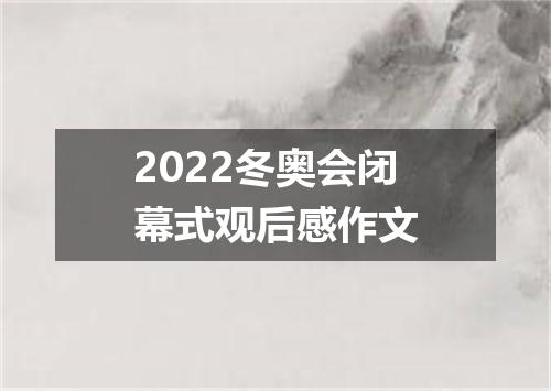 2022冬奥会闭幕式观后感作文