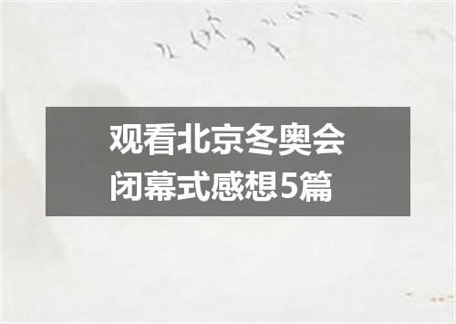 观看北京冬奥会闭幕式感想5篇