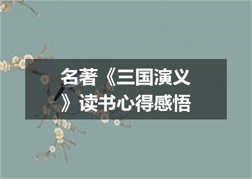 名著《三国演义》读书心得感悟