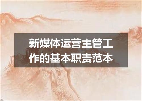 新媒体运营主管工作的基本职责范本