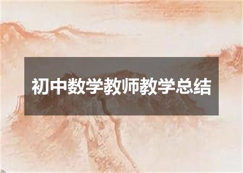 初中数学教师教学总结