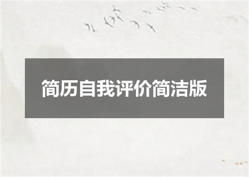 简历自我评价简洁版
