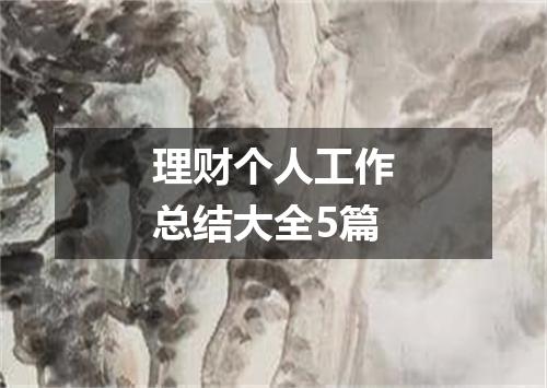 理财个人工作总结大全5篇