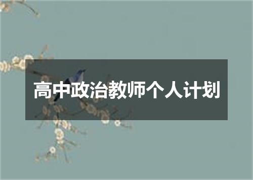 高中政治教师个人计划