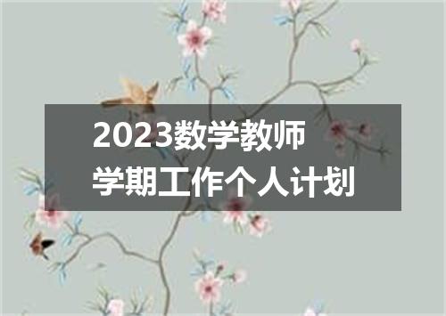2023数学教师学期工作个人计划
