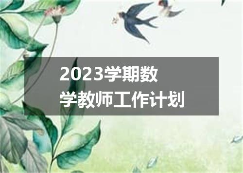2023学期数学教师工作计划