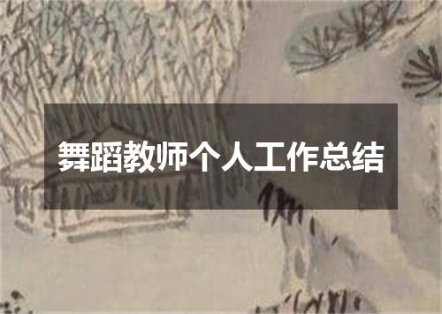 舞蹈教师个人工作总结