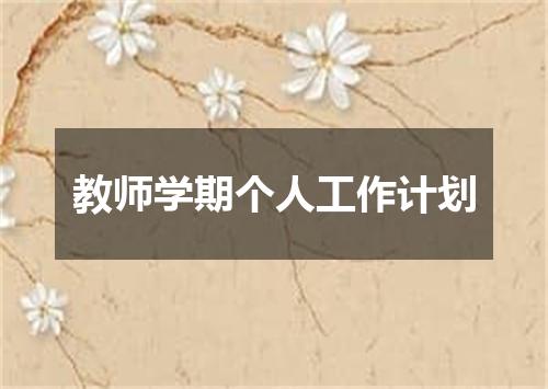 教师学期个人工作计划