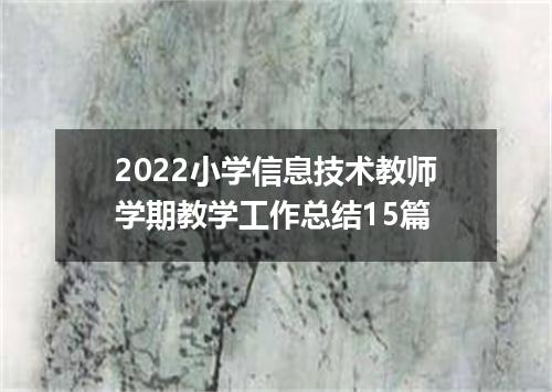 2022小学信息技术教师学期教学工作总结15篇