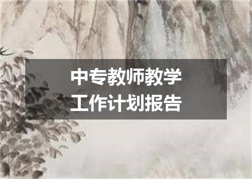 中专教师教学工作计划报告