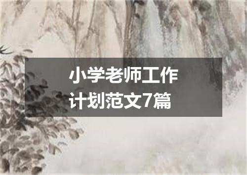 小学老师工作计划范文7篇