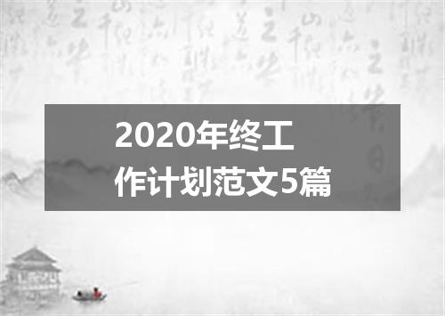 2020年终工作计划范文5篇